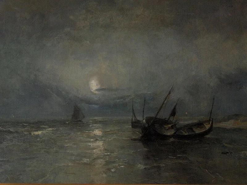 1837-Louis Victor Antonio Artan de Saint-Martin - Navi arenate nella notte